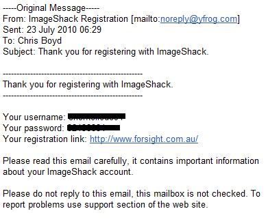 fake imageshack mail